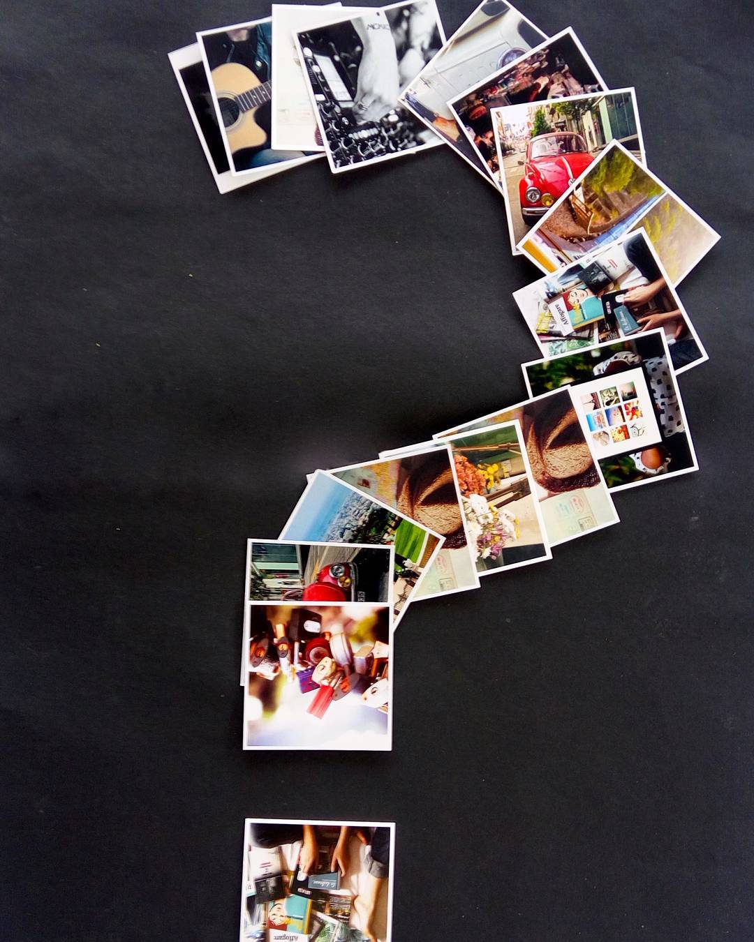 square instagram prints stacked on top of each other